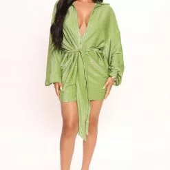 Fashion Nova Petite High Attention Shirt Dress - Green -Fashion Nova Dresses Shop 03 30 22Studio1 DD CP 14 03 27 55 GWX170 Green 5327 EH
