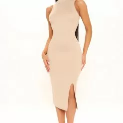 Fashion Nova Come Closer Midi Dress - Mocha