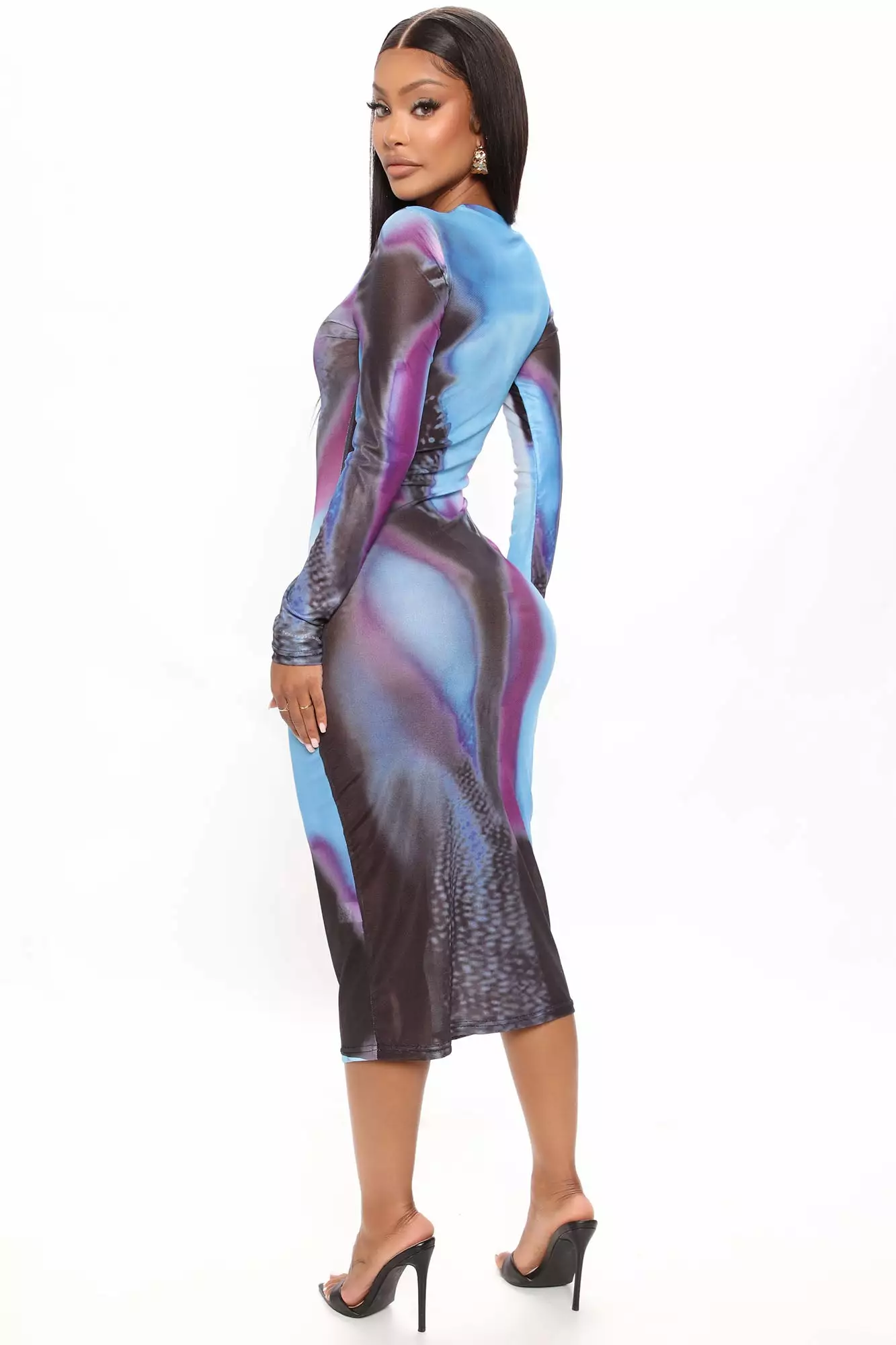 Fashion Nova Giving Body Mesh Midi Dress - Blue/combo 9 Fashion Nova Giving Body Mesh Midi Dress - Blue/combo - Image 7