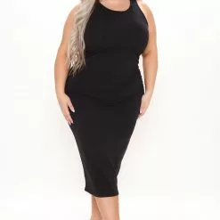 Fashion Nova Reena Ruched Midi Dress - Black -Fashion Nova Dresses Shop 04 02 21Studio1 CE TB 11 50 49 40 JD42722 Black PLUS 3779 NT