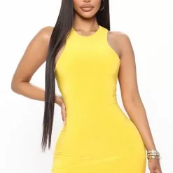 Fashion Nova Certified Love Double Lined Mini Dress - Yellow