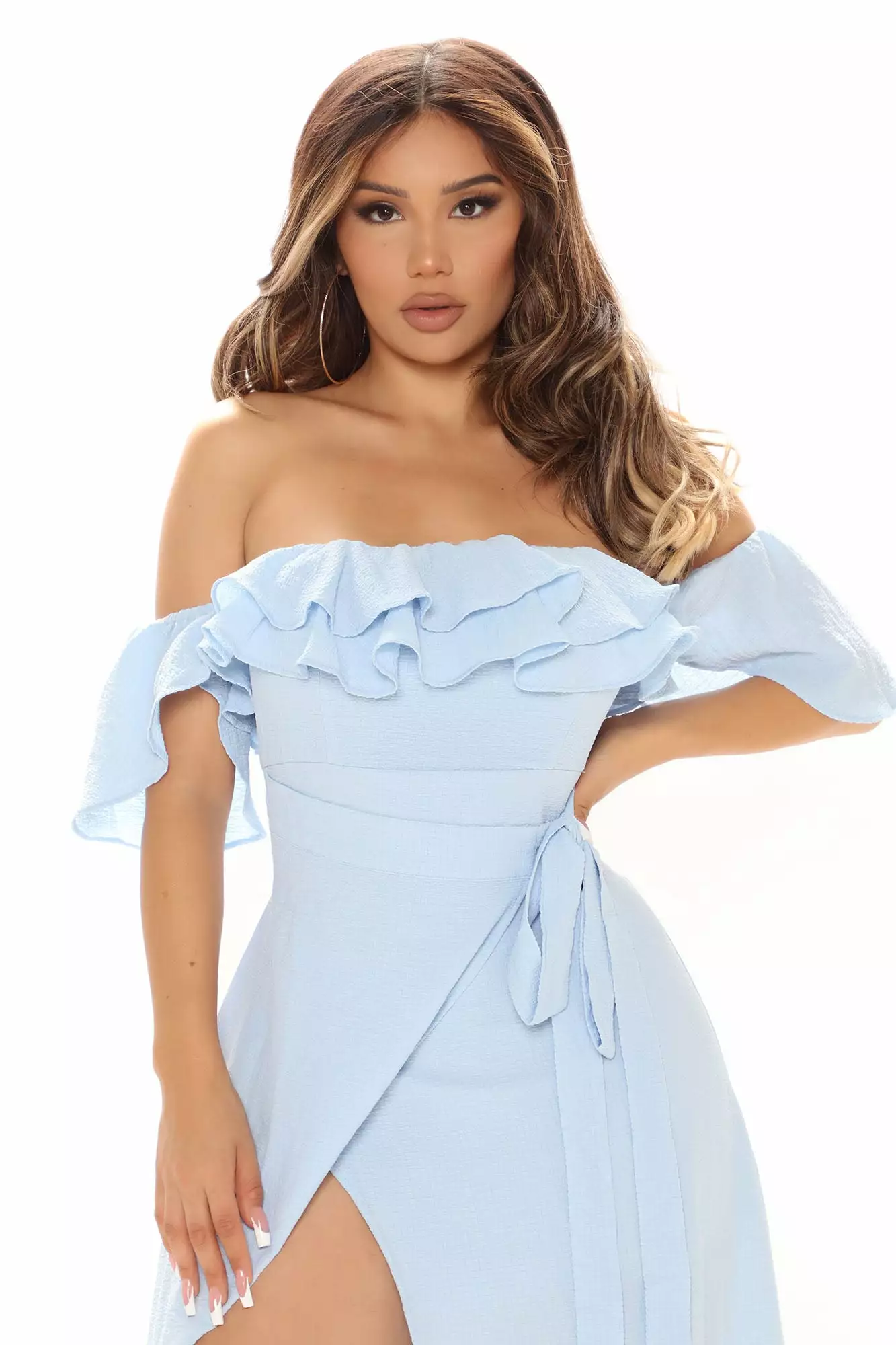 Fashion Nova Mara Off Shoulder Maxi Dress - Light Blue 5 Fashion Nova Mara Off Shoulder Maxi Dress - Light Blue - Image 3