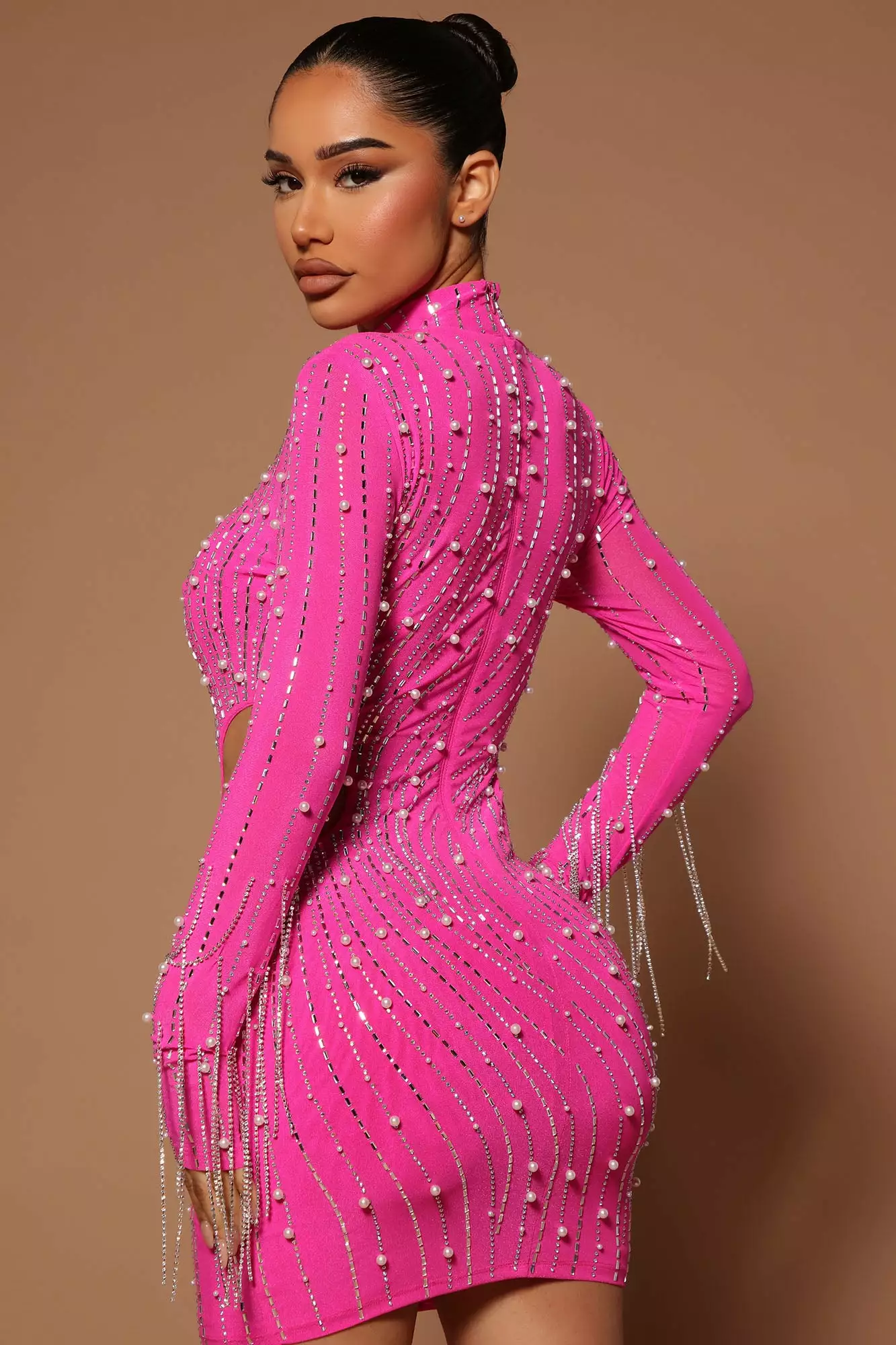 Fashion Nova Belinda Embellished Mini Dress - Neon Pink 7 Fashion Nova Belinda Embellished Mini Dress - Neon Pink - Image 5
