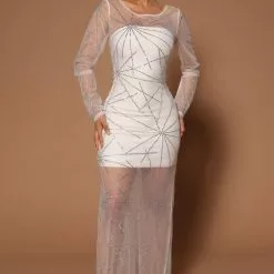 Fashion Nova Cindy Mesh Maxi Dress - White