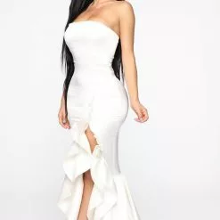 Fashion Nova Attentions On Me Satin Gown - White