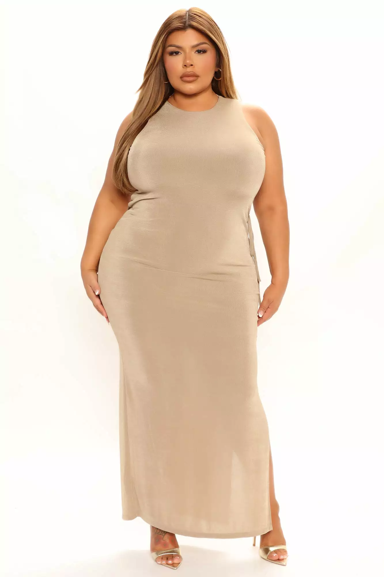 Fashion Nova Back In Town Slinky Maxi Dress - Taupe 9 Fashion Nova Back In Town Slinky Maxi Dress - Taupe - Image 7