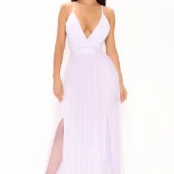 Fashion Nova Mesh Overlay Maxi Dress - Lavender