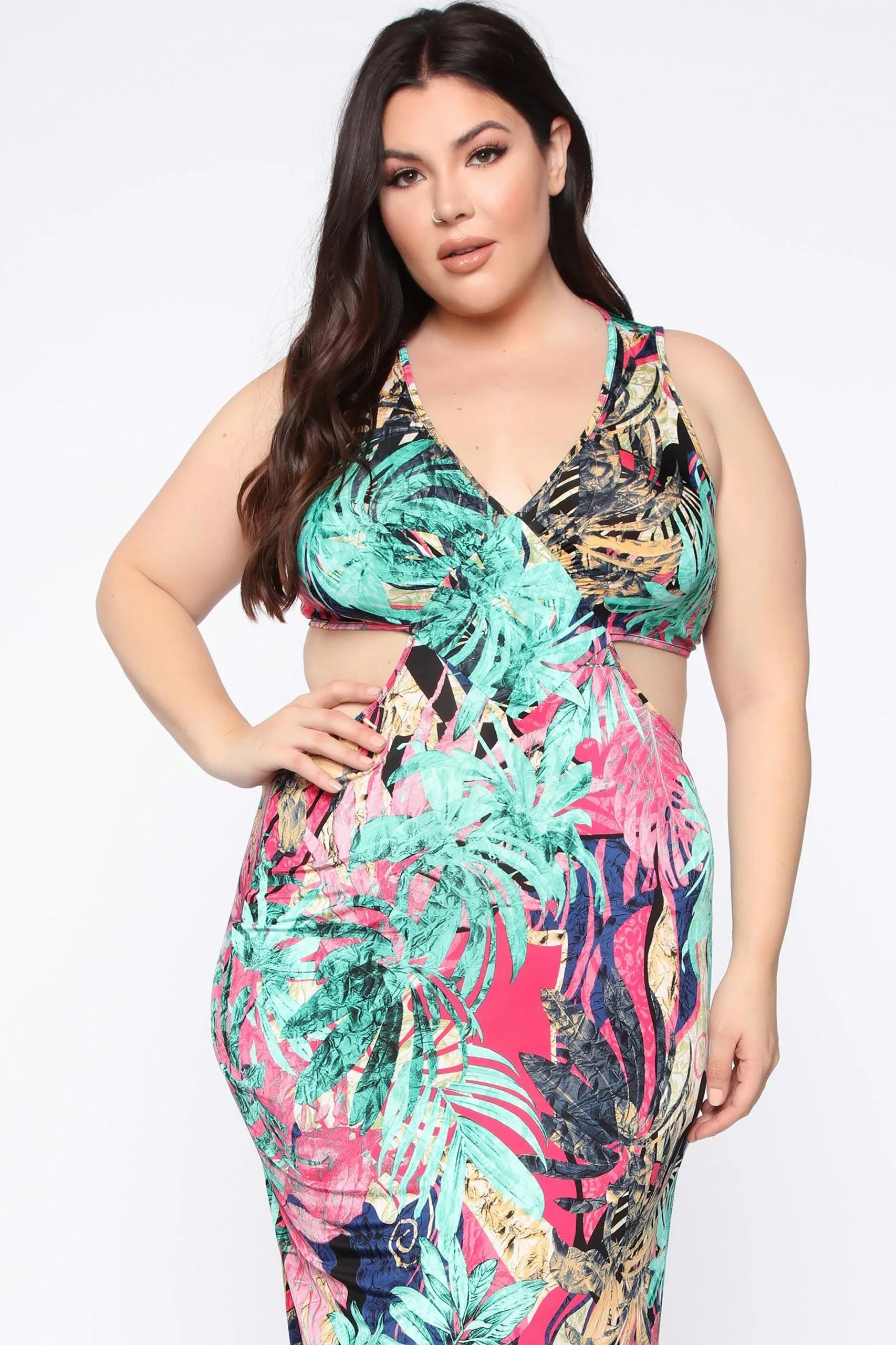 Fashion Nova Mind On Holiday Maxi Dress - Green/Combo - Image 7