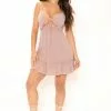 Fashion Nova Calli Mini Dress - Taupe