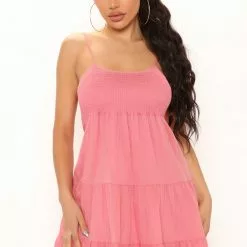 Fashion Nova Bryana Babydoll Mini Dress - Pink