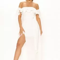 Fashion Nova Mara Off Shoulder Maxi Dress - White