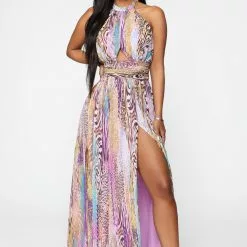 Fashion Nova Infinite Love Lace Maxi Dress - Purple/Multi