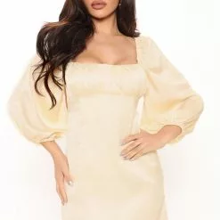Fashion Nova Anisa Satin Mini Dress - Yellow