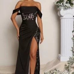 Fashion Nova Down The Aisle Satin Maxi Dress - Black