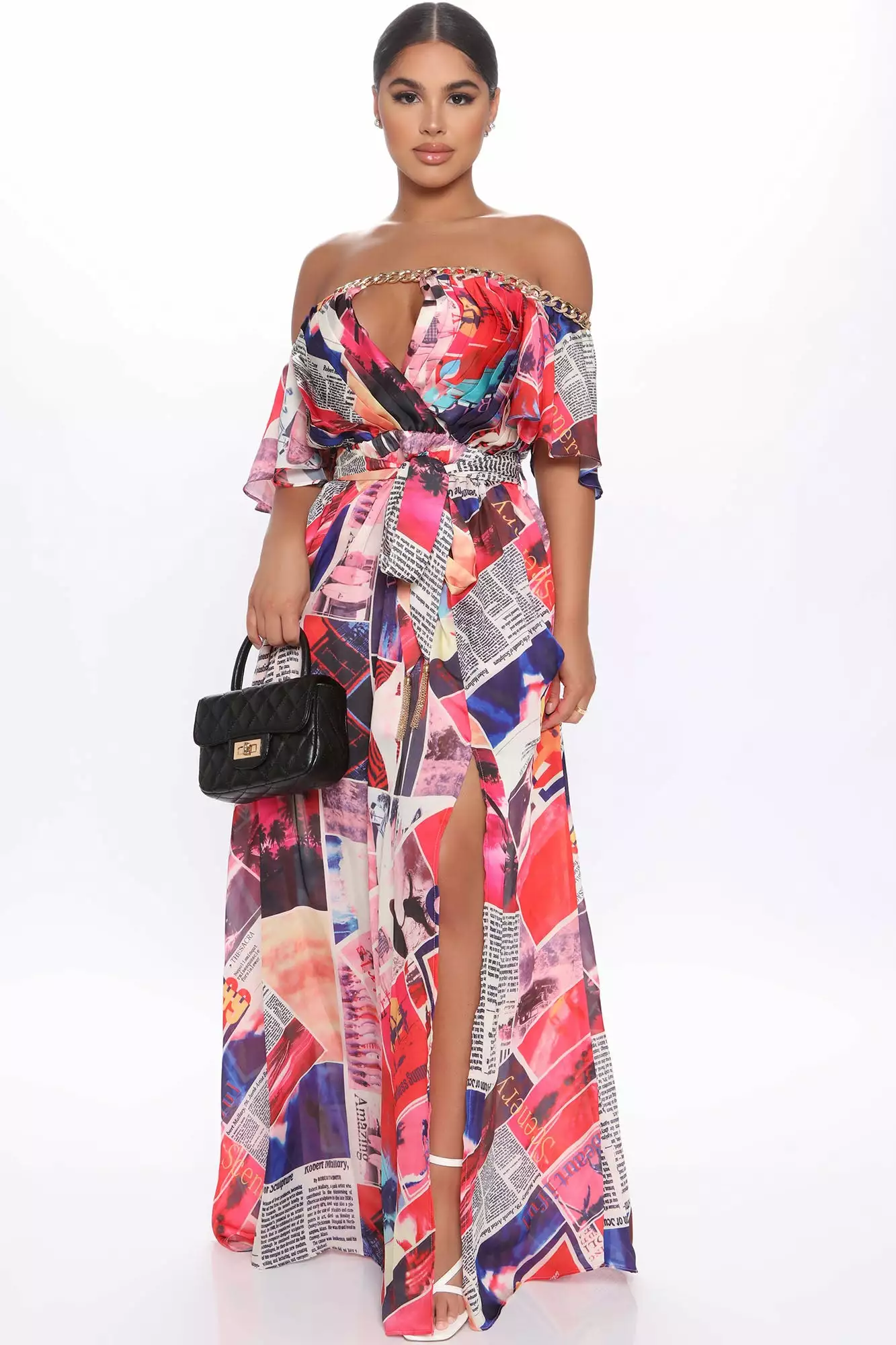 Fashion Nova Vogue Moment Printed Maxi Dress - Pink/combo 3 Fashion Nova Vogue Moment Printed Maxi Dress - Pink/combo