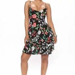 Fashion Nova Cheri Mini Dress - Black