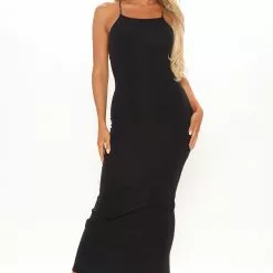 Fashion Nova Janessa Lace Up Maxi Dress - Black