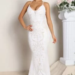 Fashion Nova Special Moments Sequin Dress - White