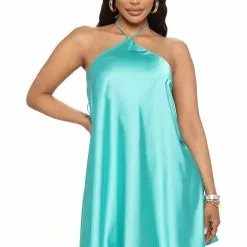 Fashion Nova Aldrin Satin Mini Dress - Jade -Fashion Nova Dresses Shop 05 05 22Studio3 ME RL 16 01 31 68 32211SK Jade 3063 SG