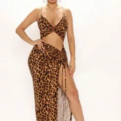 Fashion Nova Maxin' Relaxin' Maxi Dress - Brown/combo