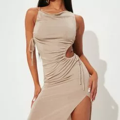 Fashion Nova Late Nights Slinky Maxi Dress - Taupe -Fashion Nova Dresses Shop 05 10 22Studio4 CS MR 15 23 22 15 FS22E862 Taupe 9304 SHINTANI EH
