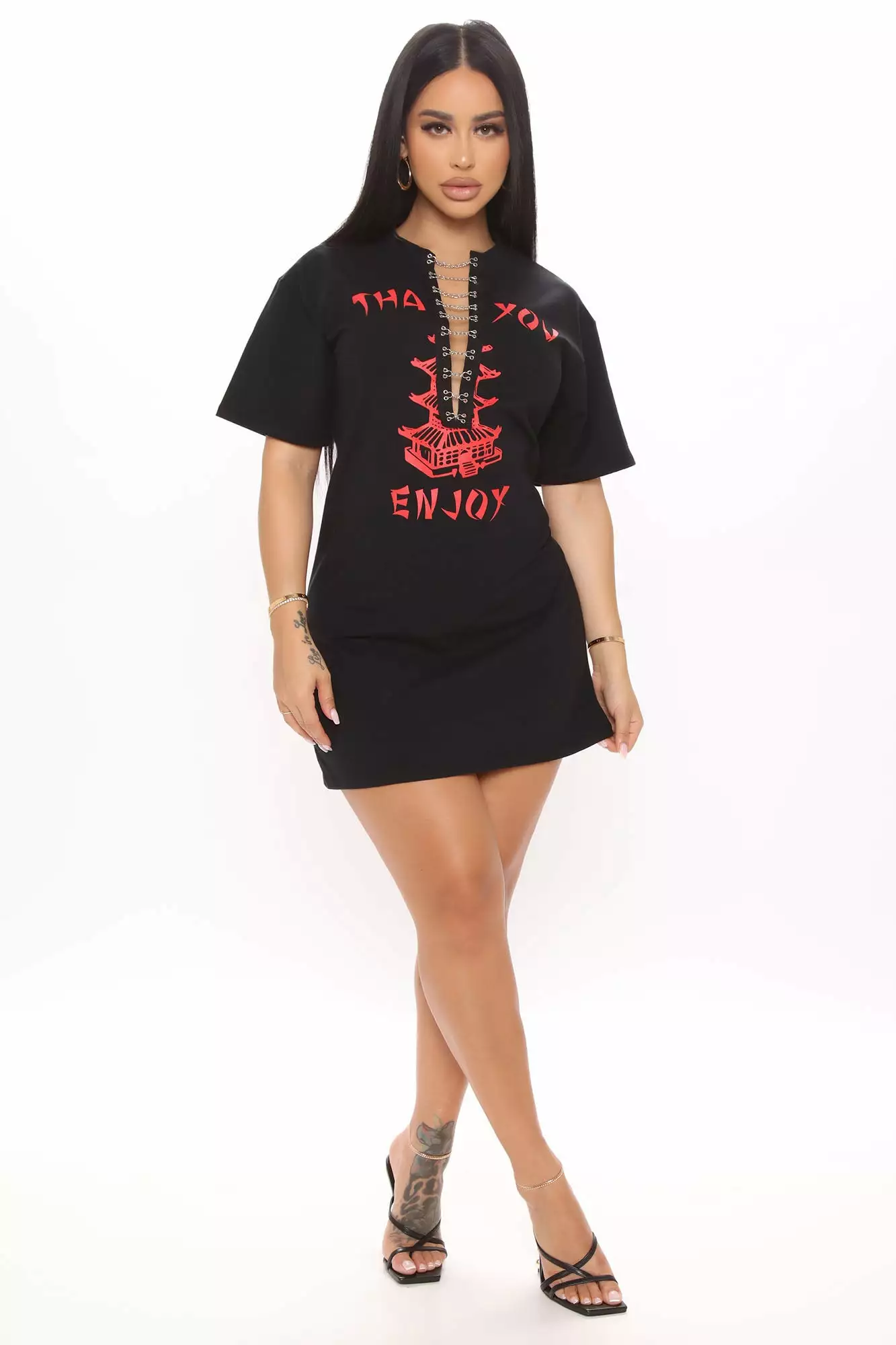 Fashion Nova Thanks Enjoy T-Shirt Dress - Black 3 Fashion Nova Thanks Enjoy T-Shirt Dress - Black - Image 2