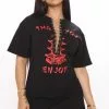 Fashion Nova Thanks Enjoy T-Shirt Dress - Black