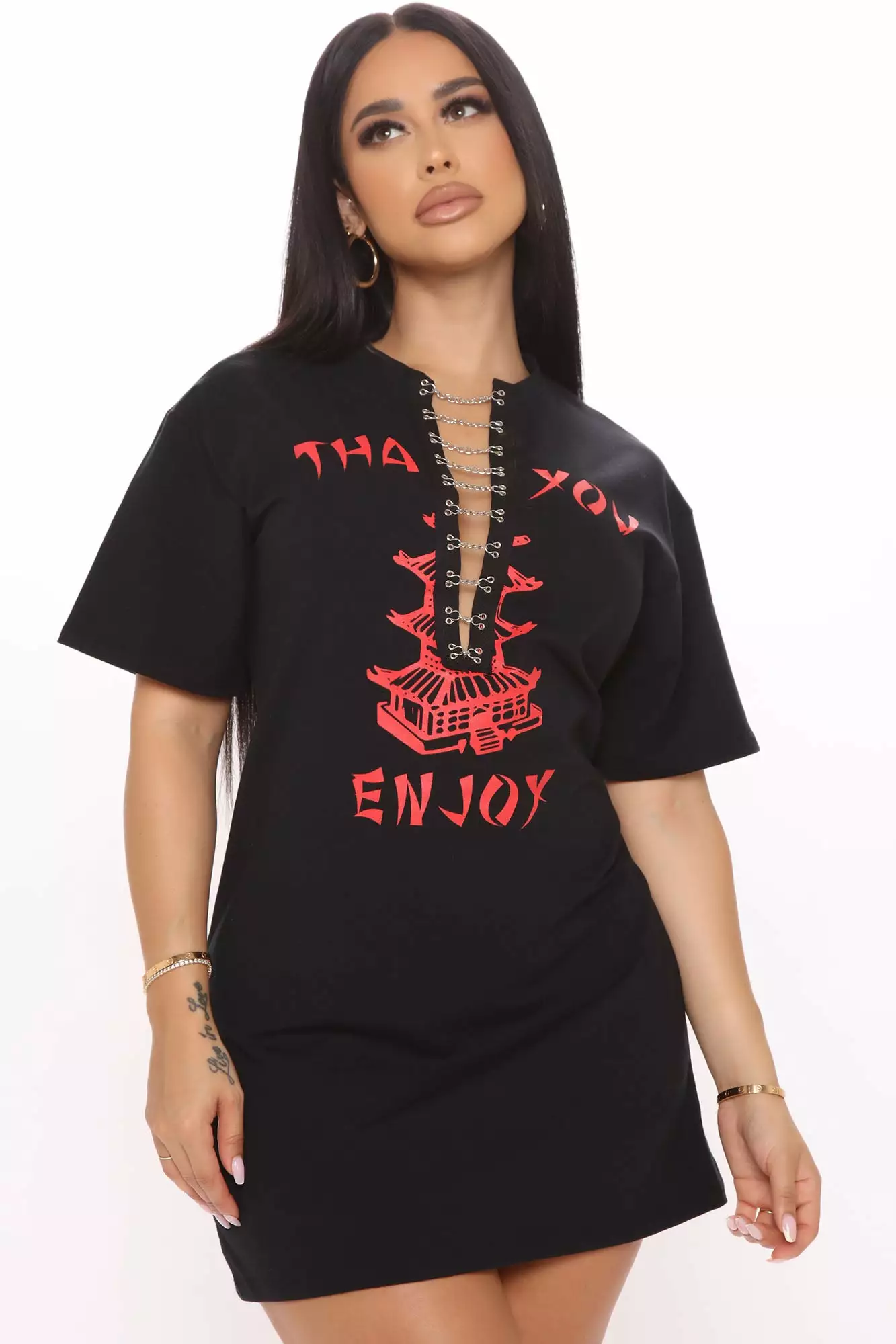 Fashion Nova Thanks Enjoy T-Shirt Dress - Black 2 Fashion Nova Thanks Enjoy T-Shirt Dress - Black