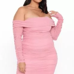 Fashion Nova Ready In A Ruched Off Shoulder Midi Dress - Pink 19 Fashion Nova Ready In A Ruched Off Shoulder Midi Dress - Pink -Fashion Nova Dresses Shop 05 12 20Studio4 MS CA 13 20 00 38 72844 Pink PLUS RG