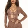 Fashion Nova Little Dancer Mesh Mini Dress - Brown/combo -Fashion Nova Dresses Shop 05 12 22Studio2 ME KP 10 39 08 8 10062D Browncombo 1788 KS