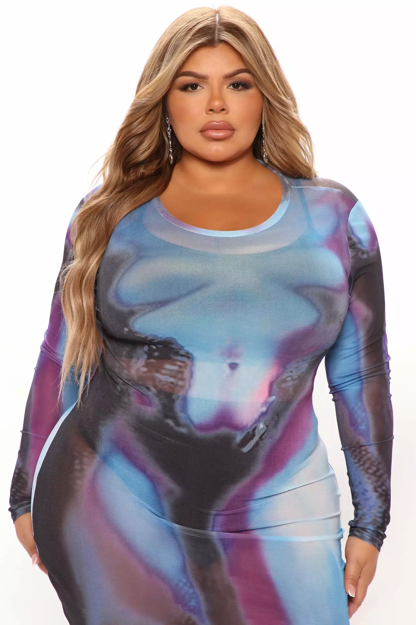 Fashion Nova Giving Body Mesh Midi Dress - Blue/combo 14 Fashion Nova Giving Body Mesh Midi Dress - Blue/combo - Image 12