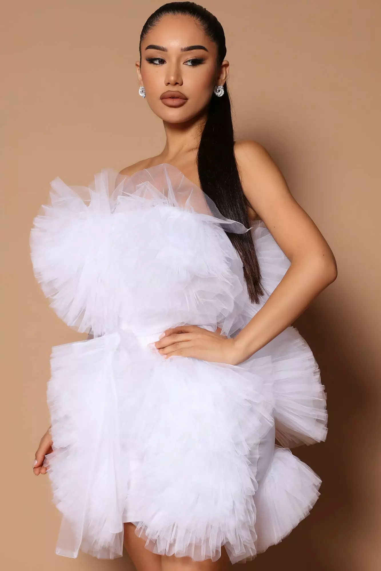 Fashion Nova Emma Tulle Ruffle Mini Dress - White 5 Fashion Nova Emma Tulle Ruffle Mini Dress - White - Image 3
