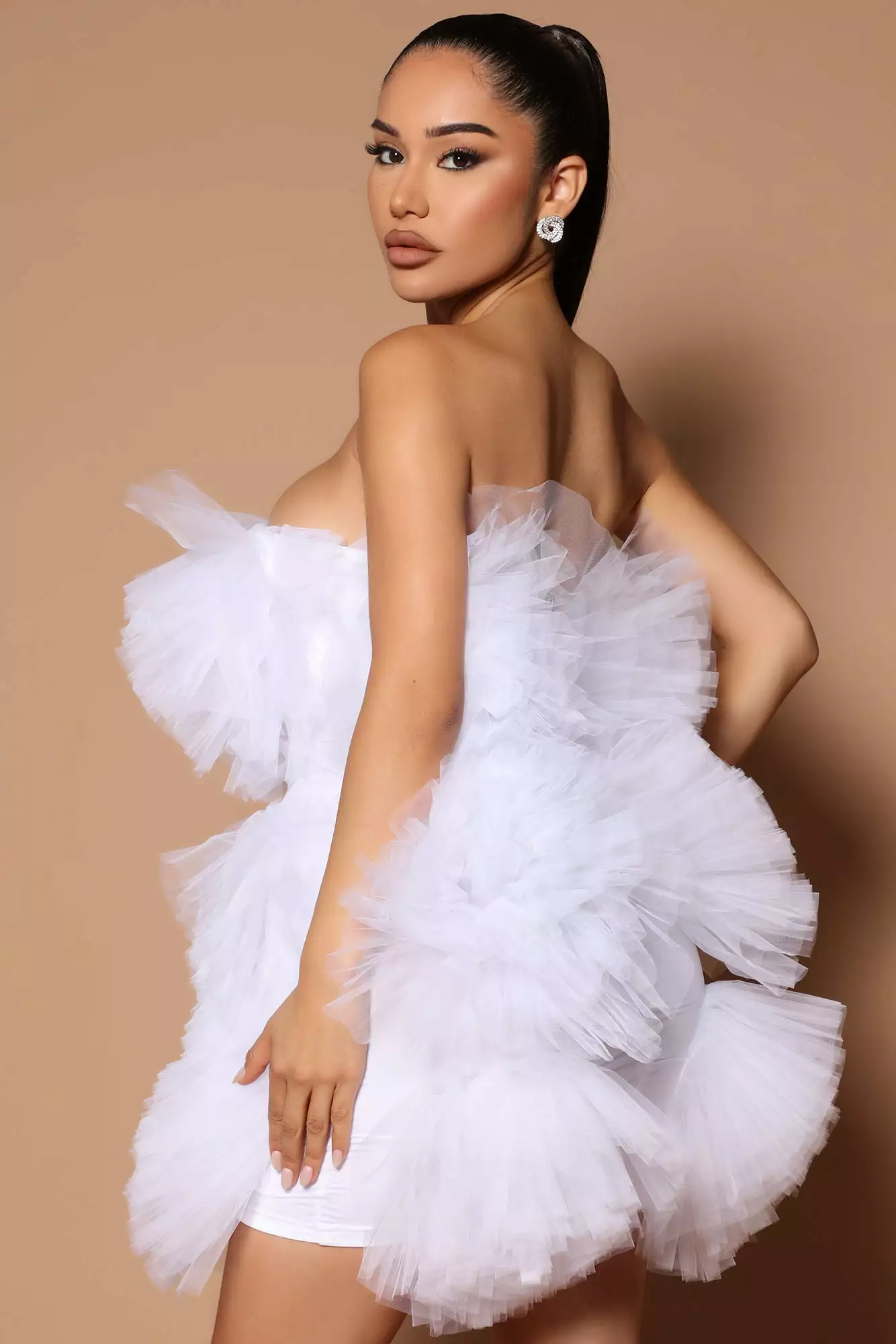 Fashion Nova Emma Tulle Ruffle Mini Dress - White 6 Fashion Nova Emma Tulle Ruffle Mini Dress - White - Image 4