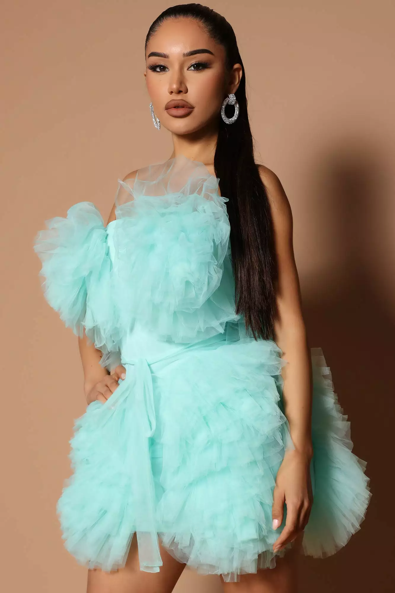 Fashion Nova Emma Tulle Ruffle Mini Dress - Aqua 5 Fashion Nova Emma Tulle Ruffle Mini Dress - Aqua - Image 3