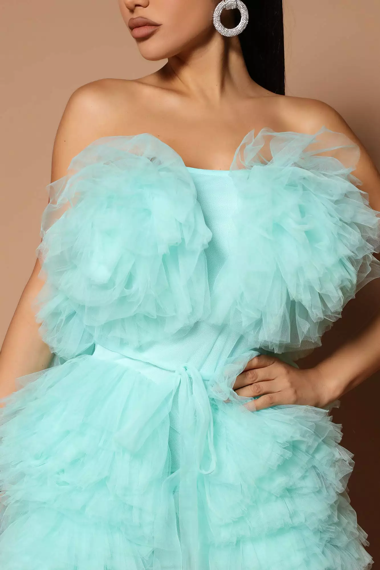 Fashion Nova Emma Tulle Ruffle Mini Dress - Aqua 4 Fashion Nova Emma Tulle Ruffle Mini Dress - Aqua - Image 2