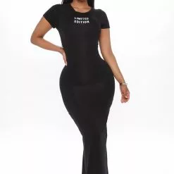 Fashion Nova True Facts Maxi Dress - Black