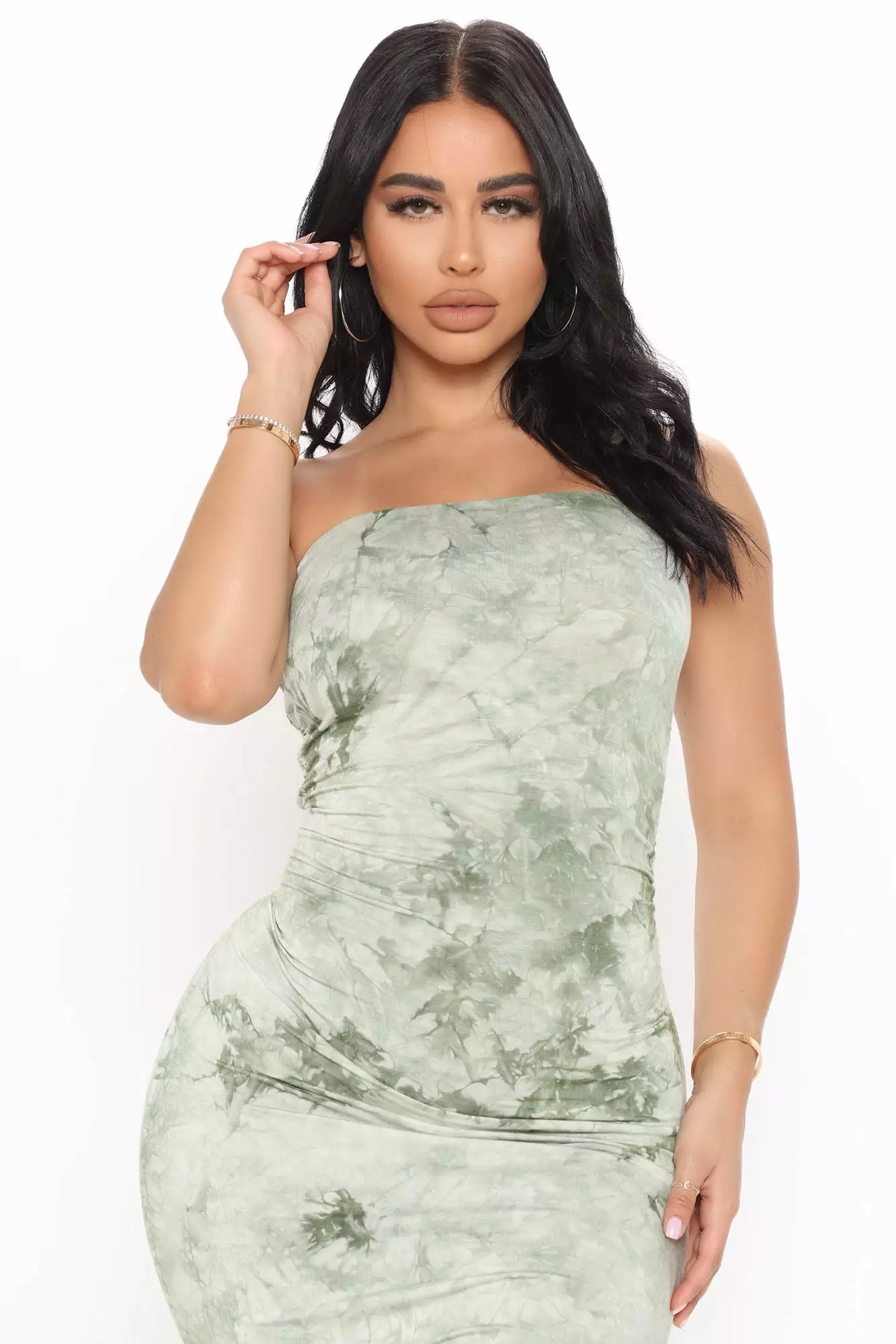 Fashion Nova Give Me Space Tie Dye Midi Dress - Sage/combo 4 Fashion Nova Give Me Space Tie Dye Midi Dress - Sage/combo - Image 2