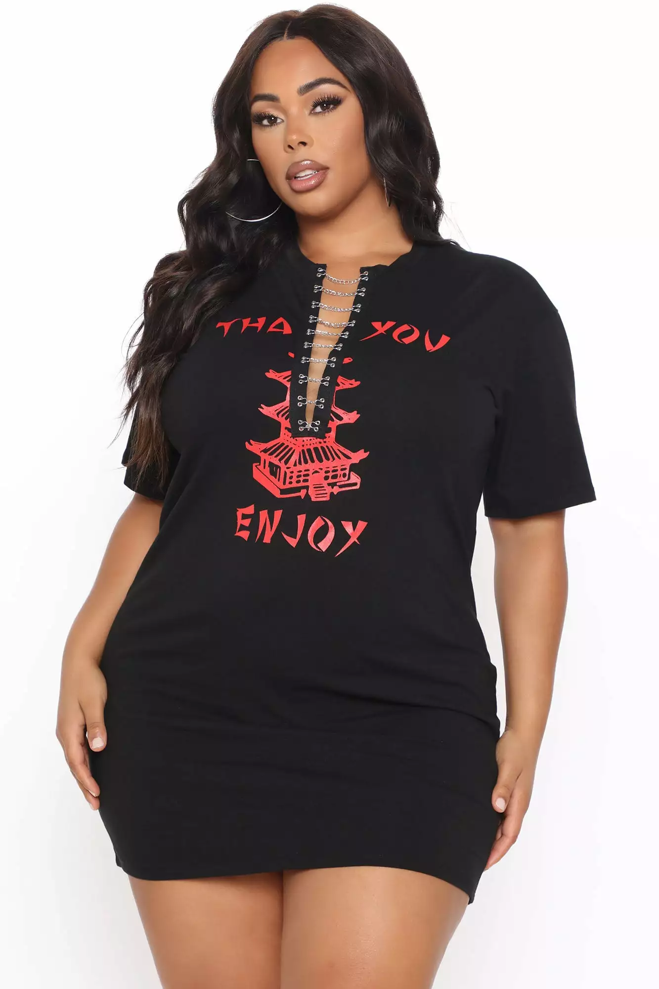 Fashion Nova Thanks Enjoy T-Shirt Dress - Black 7 Fashion Nova Thanks Enjoy T-Shirt Dress - Black - Image 6