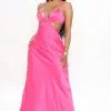 Fashion Nova Alysha Satin Maxi Dress - Fuchsia