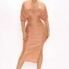 Fashion Nova Mandy Ruched Midi Dress - Peach -Fashion Nova Dresses Shop 05 21 21Studio2 SN KP 10 32 18 8 FS21F888 Peach P 4624 KL