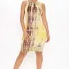 Fashion Nova The Vibe Tie Dye Mini Dress - Yellow/combo