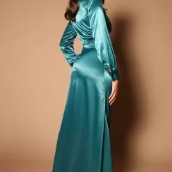 Fashion Nova Ivana Long Sleeve Satin Maxi Dress - Teal -Fashion Nova Dresses Shop 05 23 22Studio5 KJ KP 11 51 12 15 A25930 Teal R 4864 SG
