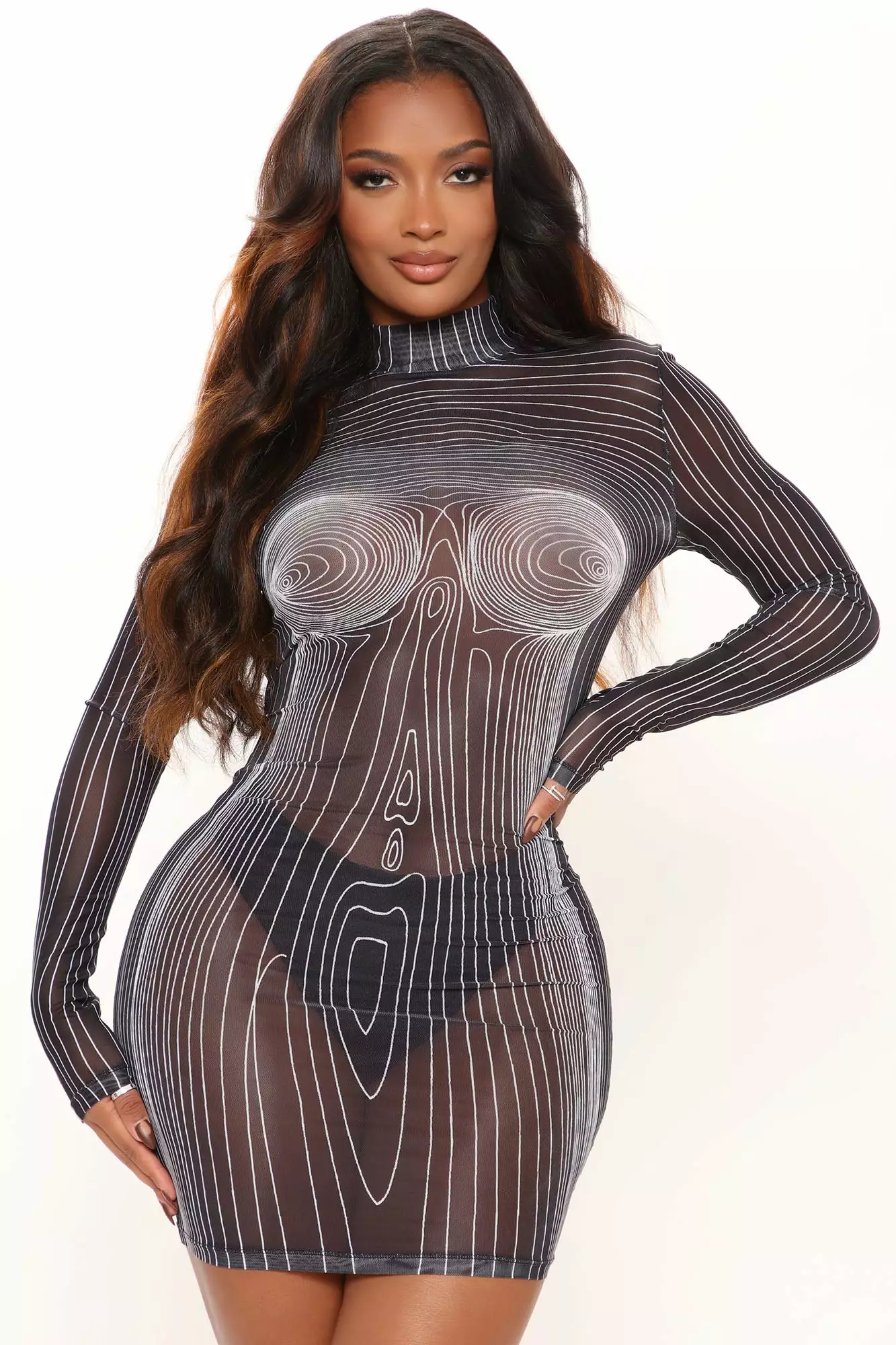 Fashion Nova Centerpiece Mesh Mini Dress - Black/combo 6 Fashion Nova Centerpiece Mesh Mini Dress - Black/combo - Image 4