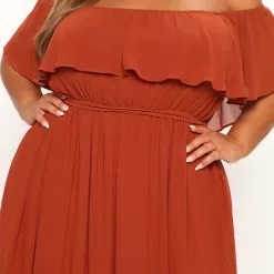 Fashion Nova Cabo Sunset Chiffon Maxi Dress - Rust -Fashion Nova Dresses Shop 05 25 22Studio1 MS DJ 10 26 34 8 DM2642 Rust 0136 PLUS KS