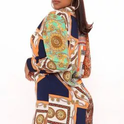 Fashion Nova Hold My Calls Shirt Mini Dress - Orange/combo -Fashion Nova Dresses Shop 05 25 2Studio4 SN TB 15 00 28 45 FNT056 Orangecombo P 0499 RG