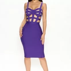 Fashion Nova Promiscuous Thoughts Bandage Midi Dress - Purple