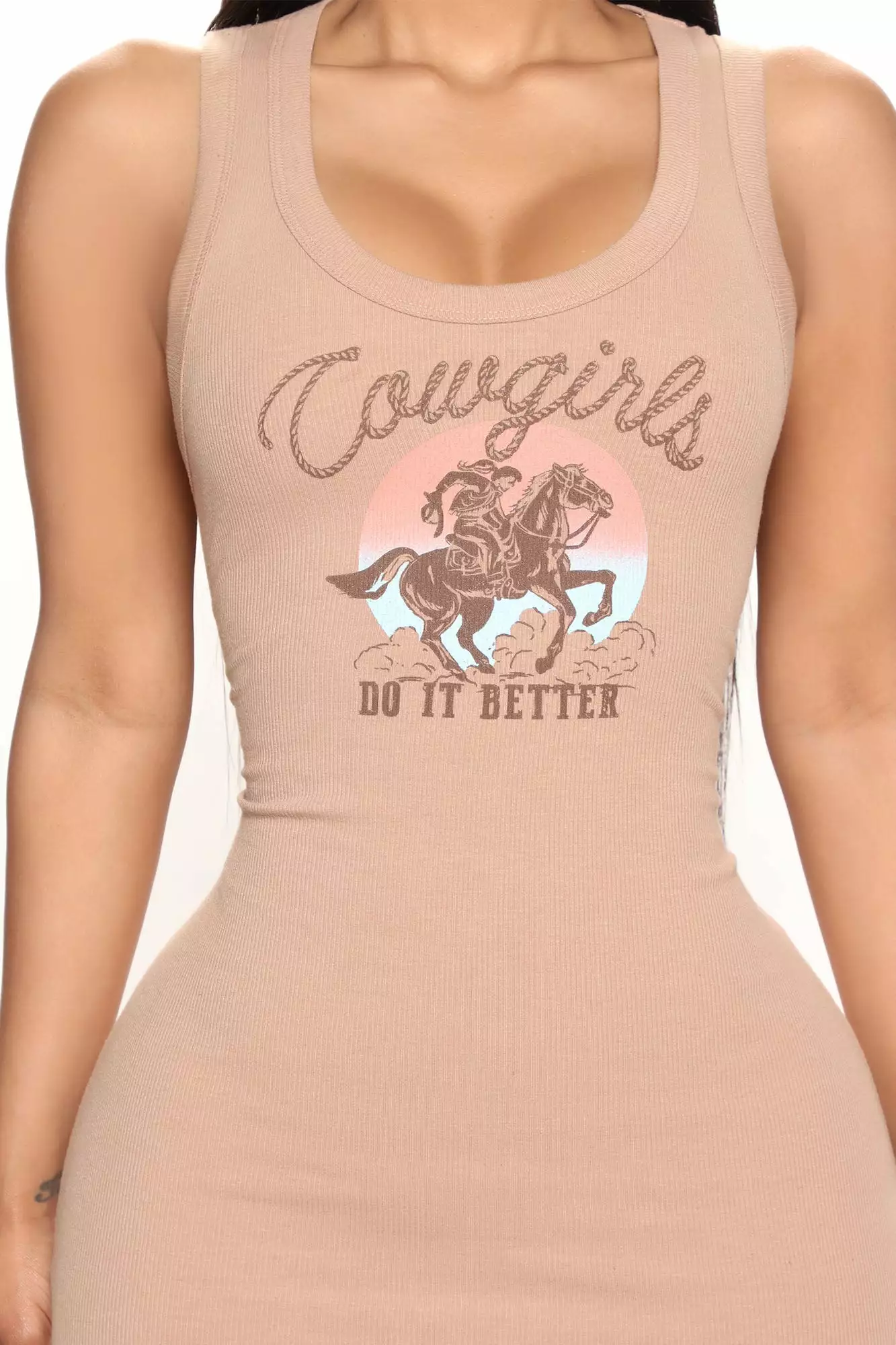 Fashion Nova Cowgirls Do It Better Sleeveless Mini Dress - Taupe 4 Fashion Nova Cowgirls Do It Better Sleeveless Mini Dress - Taupe - Image 2