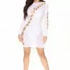 Fashion Nova Hot Topic Embellished Mini Dress - White