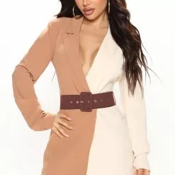 Fashion Nova Downtown Girl Blazer Dress - Brown/combo -Fashion Nova Dresses Shop 05 31 22Studio3 KJ RL 14 45 51 36 CD2556 Browncombo 1303 WG