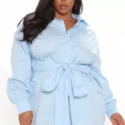 Fashion Nova Lisa Shirt Dress - Light Blue -Fashion Nova Dresses Shop 06 02 21Studio2TABRIA DM TB 14 22 21 46 HF21F105 LightBlue 0766 PLUS JK